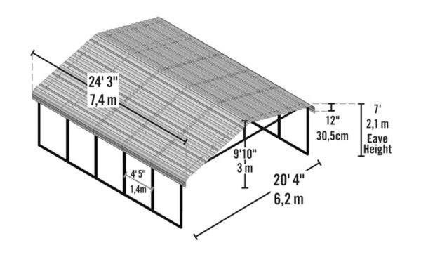 Arrow Carport, 20 ft. x 24 ft. x 7ft. Eggshell 20′ x 24′ x 7′ - Image 5